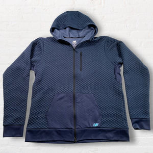 New Balance Heat Loft Full Zip Hoodie Sweatshirt Jacket Diamond Navy Blue XL